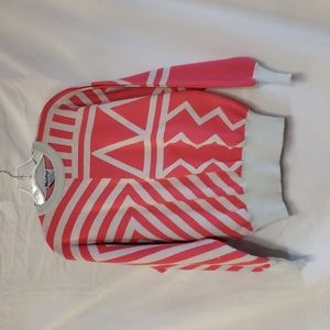Meister Vintage Abstract Wool Blend Sweater Pink Gray Size M